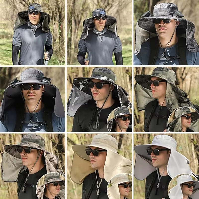 Stay Cool and Protected with Our Wide Brim Solar Fan Fishing Hat - Perfect for Outdoor Adventures!